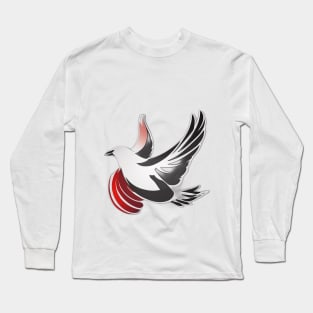 Soaring Dove of Peace with Red and Black Accents No. 946 Long Sleeve T-Shirt